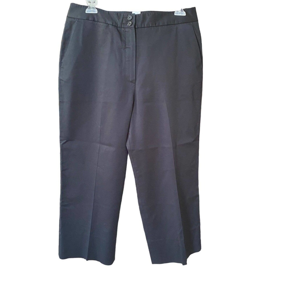 Foxcroft 10 Black Cotton Blend Wrinkle Free High Rise Crop Leg Pants I217 - Picture 3 of 9